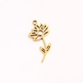 Golden flower pendant with hollow design and top ring on minimalist white background - July Gold