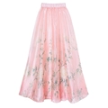 Detail van roze gebloemde organza rok met glinsterende metallic textuur - Eén maat / Roze Floral Mesh Rok