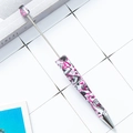 DIY beadable pen with white and pink heart pattern and metallic silver accents - White with Pink and Black Hearts (5)