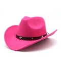 Detail of rose red cowboy hat with black band featuring silver metal stars and rivets - M (56-58cm) / Rose Red
