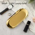 Small size luxury gold oval stainless steel tray for jewelry and cosmetic storage - Stainless Steel / Small / Oval Gold (18*8.5cm)