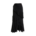 Detail of black asymmetrical ruffled maxi skirt with layered chiffon design for beachwear - One Size / Single Black Skirt