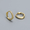 Elegant gold S925 silver hoop earrings with irregular twisted pave zircon crystals - 925 Silver / Gold