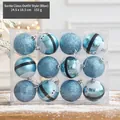 Set di 12 palline di Natale blu stile Babbo Natale in una scatola regalo decorativa - Stile Vestito di Babbo Natale Blu / Set da 12