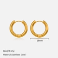 Minimalist 18mm golden stainless steel hoop earrings for women, 4.4g geometric jewelry - 18mm / Gold