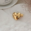 Elegante pinza para el cabello de metal dorado con forma de corazón y acabado pulido - Un Corazón / Dorado