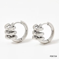 Three-layer spiral hoop earrings in silver stainless steel with hinged closure - Silver (PDE724)