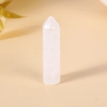 Polished white translucent natural crystal pillar with a hexagonal pointed shape - White Crystal