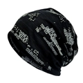 Bonnet en tricot noir d'hiver avec imprimé lettres blanches et coupe décontractée tendance - M (56-58cm) / Noir