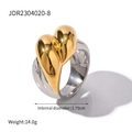Two-tone heart-shaped ring in gold and silver finish with 1.79cm inner diameter - Heart Two-tone #8