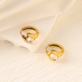 Elegant 18K gold plated stainless steel hoop earrings with sparkling zircon heart stone - Gold (Teardrop Heart)