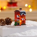 Luminous resin Christmas house ornament with LED light and snow details for festive decor - Style J