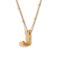 3D gold balloon letter J pendant necklace in 18K gold plated stainless steel - Gold - Letter J