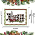 Mantel individual navideño con estampado JOY, Papá Noel y dimensiones 45cm x 32cm en mesa - Estilo 7
