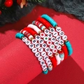 Christmas clay bead bracelet set featuring red and green colors with JOY and MERRY letter beads - Sy0316-1