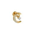 Titanium crescent moon heart labret with gold finish and shimmering cubic zirconia stones - 1.2x8mm / Style 2 (Gold)
