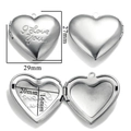 Silver heart locket necklace in stainless steel with I Love You engraving - A42-I Love You Engraved