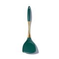 Spatola in silicone verde scuro con manico in acciaio inossidabile dorato e gancio pratico - Spatola Cinese / verde scuro