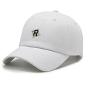 Cappellino da baseball bianco retrò con lettera R ricamata e trama a righe sottili - Regolabile / Bianco