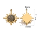 Golden sunburst tiger eye stone pendant showing front and back view with dimensions - Grey Aventurine