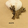 Vintage bronze fairy elf wing charms for DIY jewelry making and handicraft pendants - A2279 Winged Fairy
