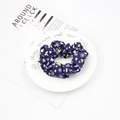 Dark blue Christmas scrunchie with white snowflakes and yellow geometric patterns - Dark Blue Snowflake Triangle