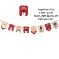 Weihnachts-Papierbanner-Set mit Weihnachtsmann, Schneemann, Hirsch und 3m Kordel - Weihnachtsmotiv Karte Geschwungener Stil (Z35)
