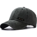 Gorra de béisbol de algodón lavado gris carbón con parche SPORT de cuero - Ajustable / Negro