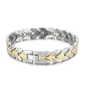 Bracciale magnetico da uomo in acciaio al titanio da 12mm con design a spiga oro e argento - Stile Grano Bicolore Oro (KB151272-WGPZ)
