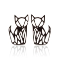 Minimalist black origami fox stud earrings with geometric hollow design and mirror reflection - Fox / Black