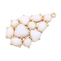 Detail of gold leaf pendant with white stones and intricate claw setting for jewelry - Type M-Off White