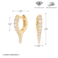 Detalle de pendientes geométricos de plata 925 dorada con circonitas 5A y medidas - Plata 925 / Plata 925 chapada en oro amarillo