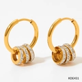 Chic golden geometric hoop earrings with sparkling rhinestones in a versatile design - Gold