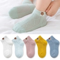 Mesh summer baby socks in colorful pastel tones featuring cute bear cartoon patches - Little Bear Mesh (Assorted)