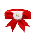 Papillon per animali in velluto rosso con pompon bianco e fibbia in metallo oro - Rosso