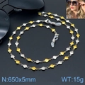 Chaîne de lunettes cœur bicolore en acier inoxydable or et argent avec boucles silicone - Style Cœur Mixte Or et Argent (KSC055-Z)