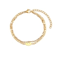Double-layered 18K gold plated stainless steel bracelet with muscular arm pendant - Footprint Style (B0316)