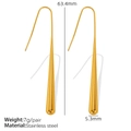 Orecchini lunghi a goccia dorati in acciaio inossidabile con misure precise - Stile a Goccia Lunga Aerodinamica (EH573) / Oro