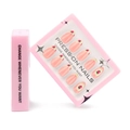 Coffret de faux ongles amande français rose avec motifs fraises et bordures en dentelle - Style Dentelle à la Fraise (GD67)
