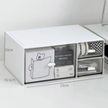 White minimalist desk organizer with cute bear drawer and transparent storage compartments - One Layer Three Drawers (White)