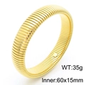 Golden Tubogas ribbed steel bracelet, 35g weight, 60x15mm inner diameter sizing - Gold (KB183427-HM)