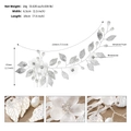 Pettine per capelli da sposa argento con perle e strass e disegni di foglie e fiori - Stile Foglia 19cm / Argento (HS-J6844S)