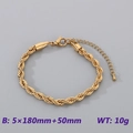Chic 5mm gold twisted rope chain bracelet in stainless steel with lobster clasp - Twist Chain Gold