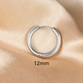 Polished silver stainless steel thick hoop earrings 12mm minimalist jewelry for women - 1PC / 12mm / Silver