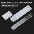 Portable nano glass nail file with grey matte finish and a translucent storage case - Round Letter Glass File (With Plastic Box)
