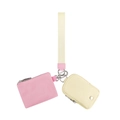 Set polsiera multifunzione in nylon con bustine rosa e gialle su cinturino crema - Versione Tonda Bianco Crema Rosa