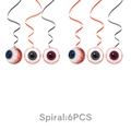 Set of six spooky Halloween spiral eyeball decorations with realistic bloodshot details - Swirl Decorations 6PCS - Large Eyeball