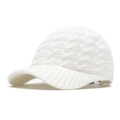 Warm white cable knit baseball cap with ribbed brim for women winter style - Adjustable / Off White