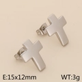 Minimalistische Kreuz-Ohrstecker aus poliertem Edelstahl in Silber-Optik, 15x12mm - Kreuz / Stahlfarbe
