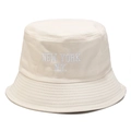 Beige cotton bucket hat featuring white New York embroidery for outdoor sun protection - M (56-58cm) / Beige